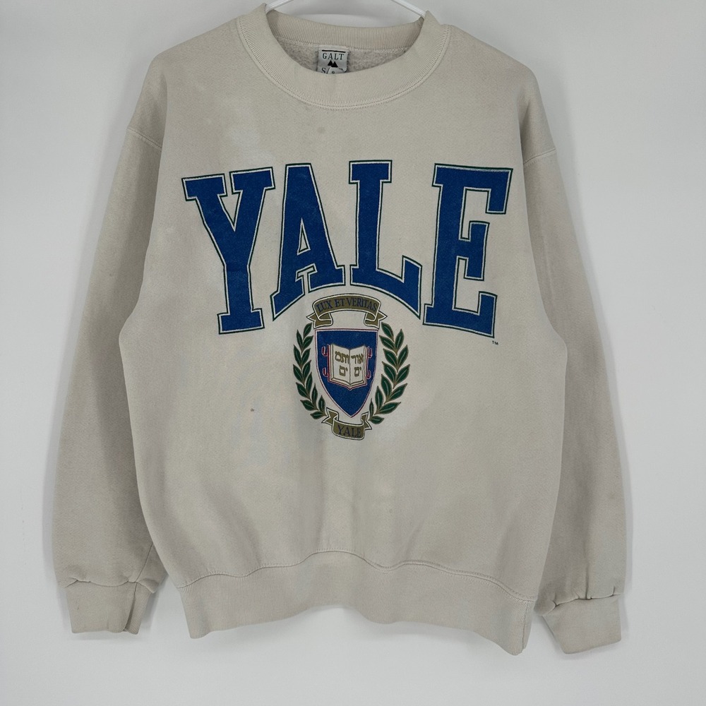 Vintage 90s Galt Sand Yale University Sweatshirt L Grey Made in USA Ivy League